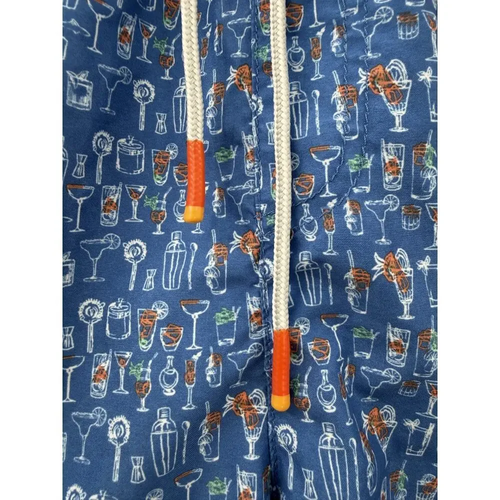 Tommy Bahama Men's Multi Blue White & Orange Beverage Print Swim Trunks Sz XXL